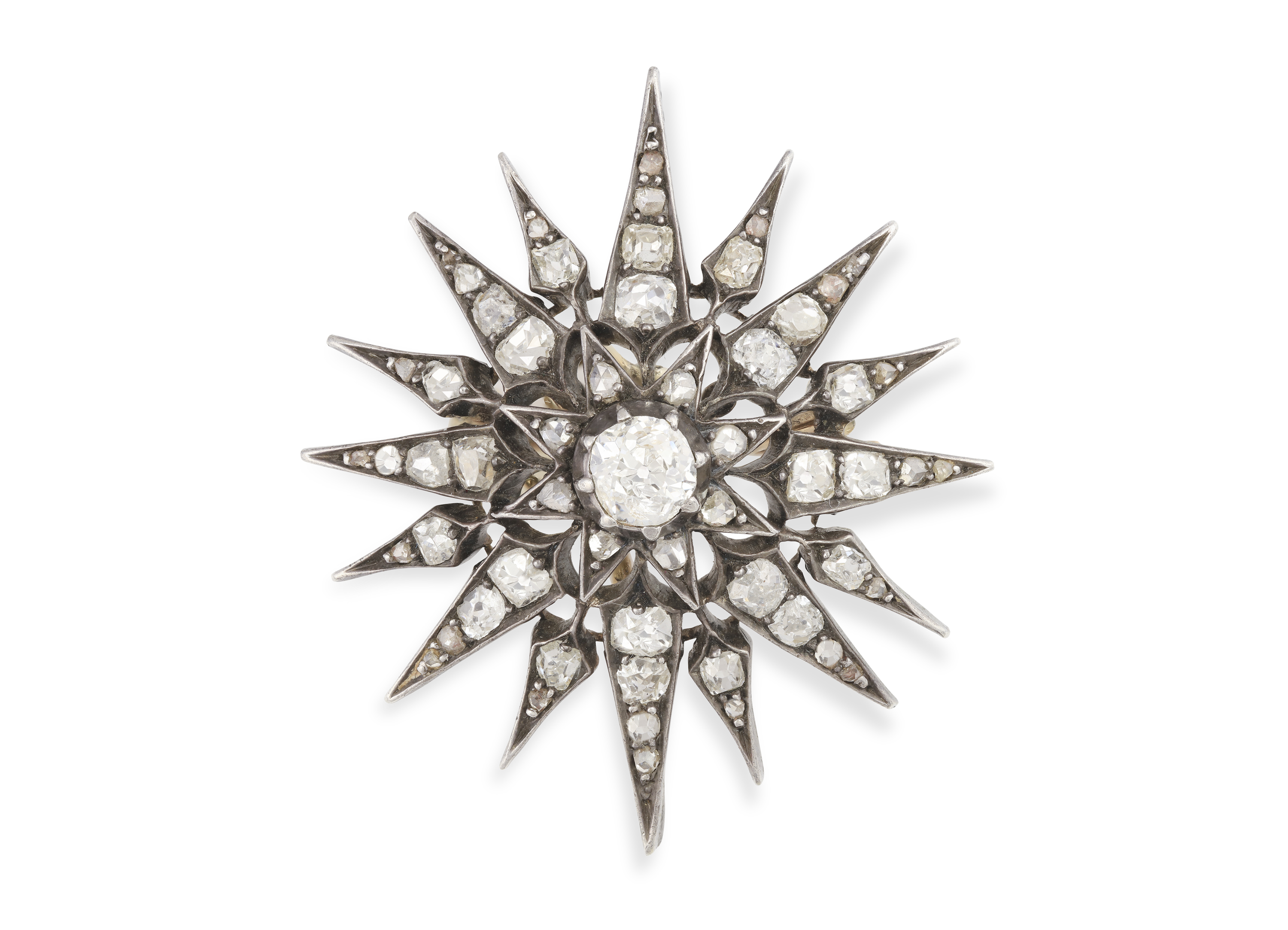 A LATE 19TH CENTURY DIAMOND STAR BROOCH/PENDANT, CIRCA 1890 Set with a central old brilliant-cut