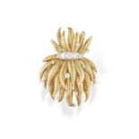 A DIAMOND SPRAY PENDANT/BROOCH, BY TIFFANY & CO, CIRCA 1955 Of reeded floral spray design,