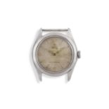 A STAINLESS STEEL MANUAL WIND WATCH, BY ROLEX, CIRCA 1950 15-rubies manual wind movement, the