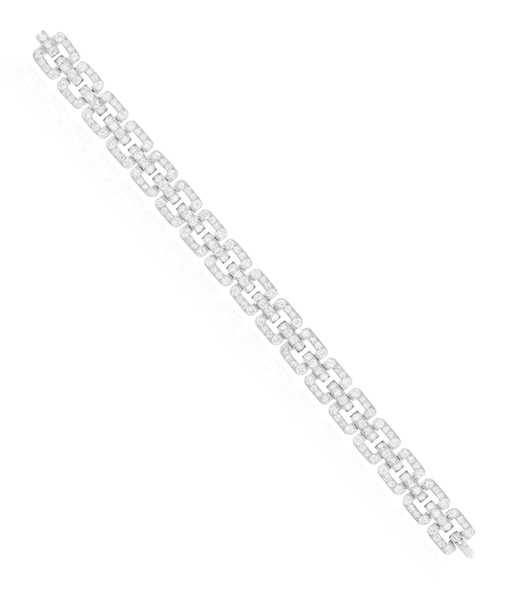 A FINE DIAMOND BRACELET, CIRCA 1925 The articulated bracelet formed of geometric openwork links - Image 2 of 3