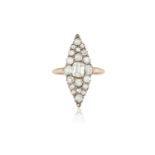 A VICTORIAN DIAMOND DRESS RING, CIRCA 1890 Composed of a marquise-shaped plaque set at the centre