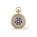 A VICTORIAN LADY'S DIAMOND AND ENAMEL FULL CASE POCKETWATCH, BY J. WALTHAM, 1886 Of manual wind