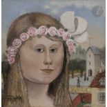 Madeleine Kula, dite LUKA (1894-1989)Jeune fille à la couronne de fleurs, vers 1925-30Huile sur