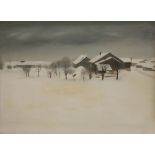 Claude SAUTHIER (né en 1929)Gro de Vaud, paysage de neigeHuile sur panneau.Signée en bas à droite (