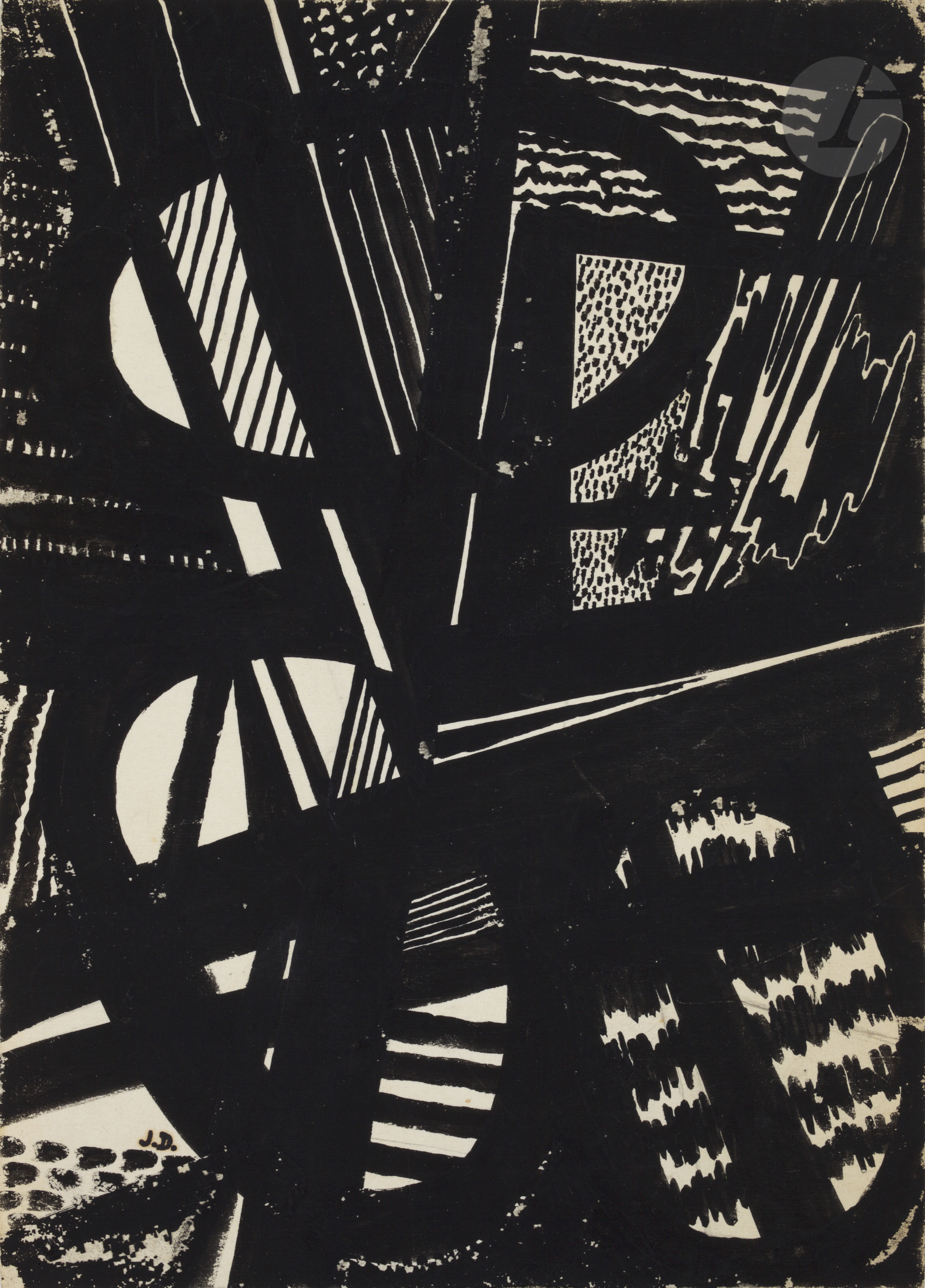 Jean DEWASNE 1921-1999)CompositionEncre sur papier.Monogrammée en bas à gauche.18 x 13
