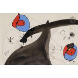 Joan MIRO [espagnol] (1893-1983)Femme, oiseaux, 1974Gouache et encre.Signée en bas à gauche.