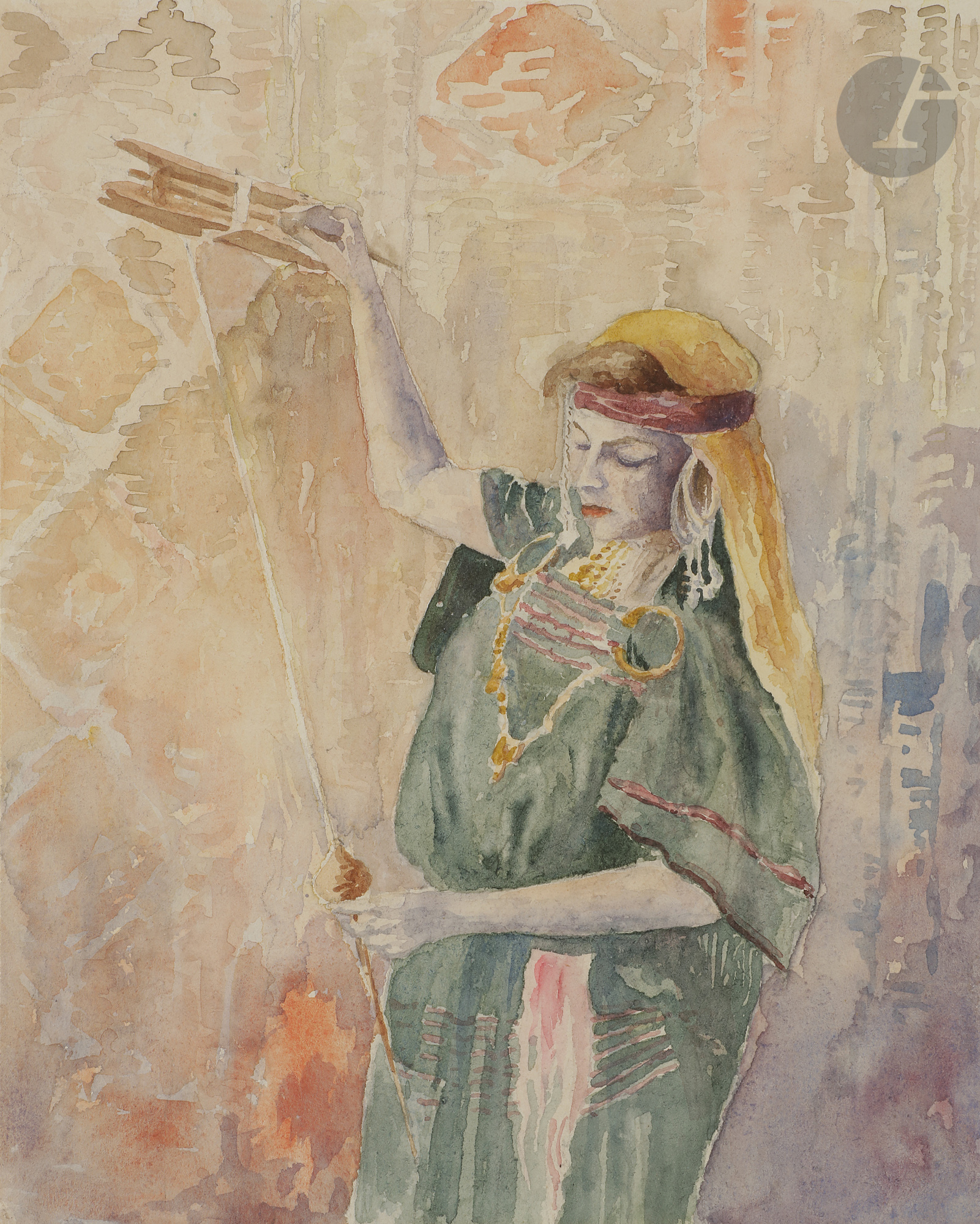 Alexandre LUNOIS (1863-1916) Femme orientale Aquarelle. Non signée. 20 x 16 cm