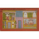 Ravana et Sita, page illustrée du Ramayana, Inde, Rajasthan, Malva, XVIIIe siècle Miniature sur page