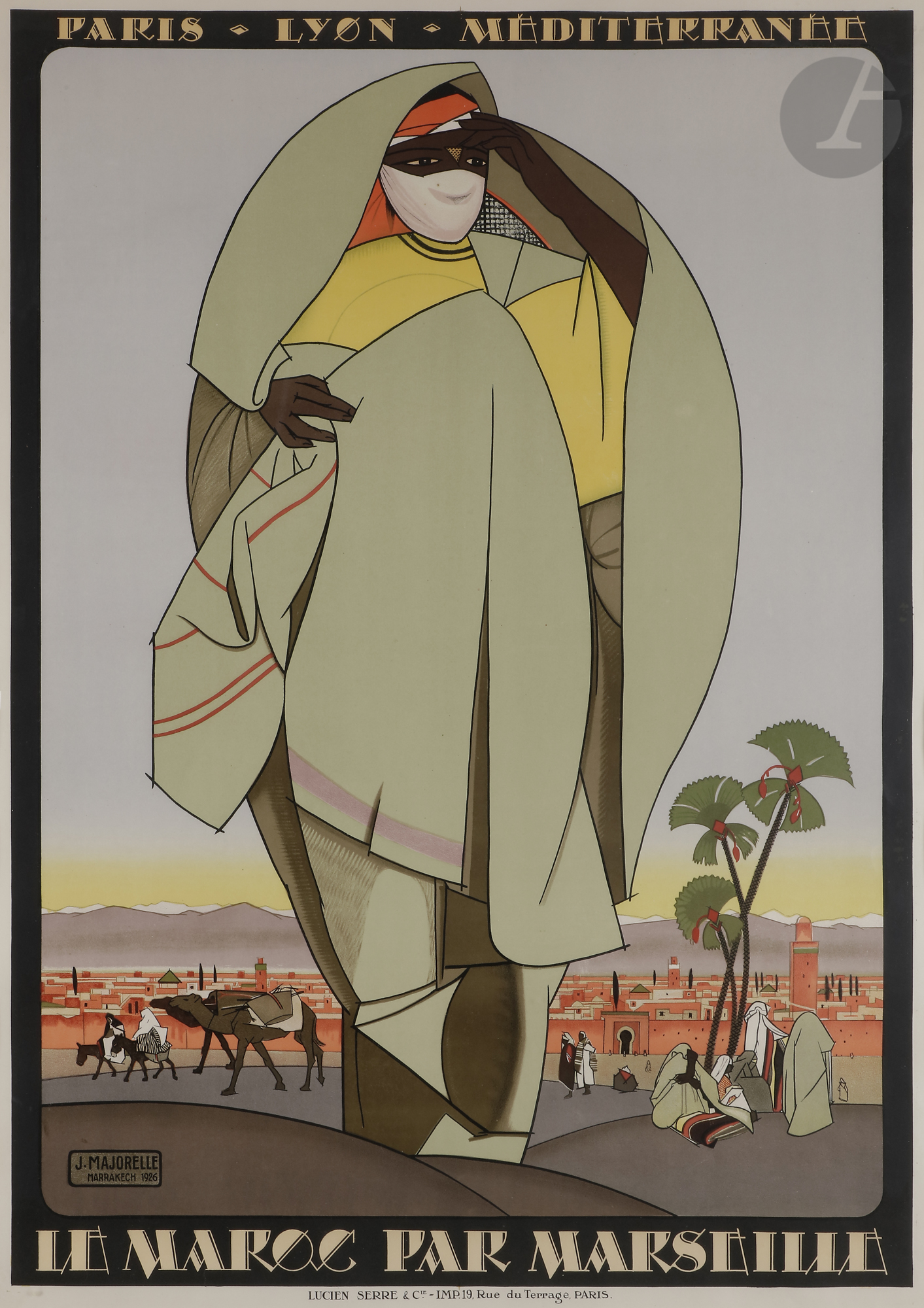 Jacques MAJORELLE (1886-1962) Le Maroc par Marseille, 1926 Affiche. Signée, datée et située "