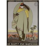 Jacques MAJORELLE (1886-1962) Le Maroc par Marseille, 1926 Affiche. Signée, datée et située "