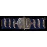 Éléments de ceinture en argent niellé et ciselé, Caucase, XIXe siècle Comprenant une boucle en