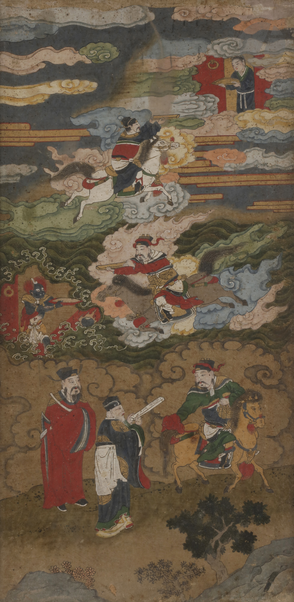 CHINE - XIXe siècle Ensemble de deux peintures, encre et couleurs sur soie, représentant différentes - Image 2 of 2
