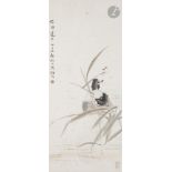 CHINE - Vers 1900 Ensemble de deux peintures, encre et couleurs sur papier et soie, représentant une
