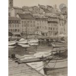 Serge KISLAKOFF (1897-1980) Cannes, le vieux port, 1962 Encre et lavis d’encre. Signée et datée en