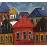 Galina Viktorovna MALTSEVA (née en 1953) Églises, maisons et isba, 1989-1990 5 huiles sur carton.