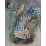 Filipp Andreevitch MALIAVIN (1869-1940) Femme au châle Technique mixte sur papier. Signée en bas à