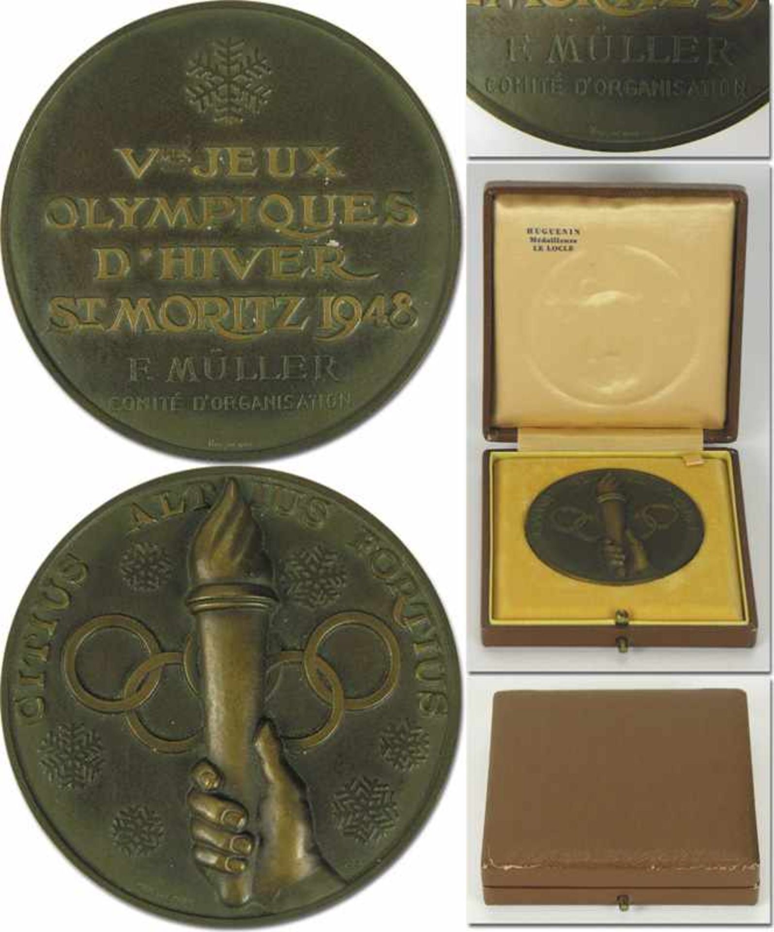 Olympic Winter Games 1948 Bronze winner medal - Bronze medal for a third place at the Olympic Winter