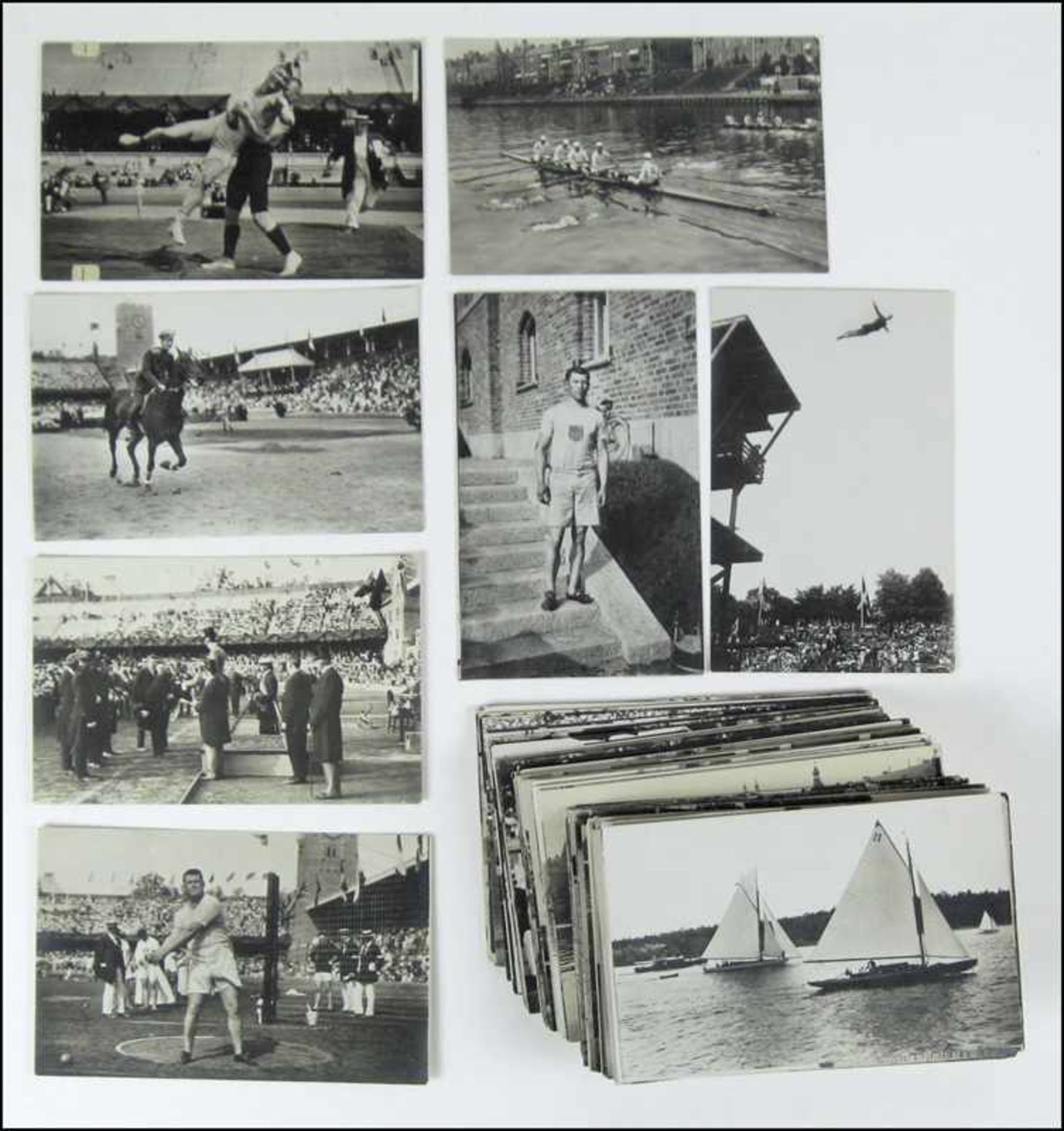Olympic Games 1912. Collection of 184 Postcards - 127different official black-and-white postcards (