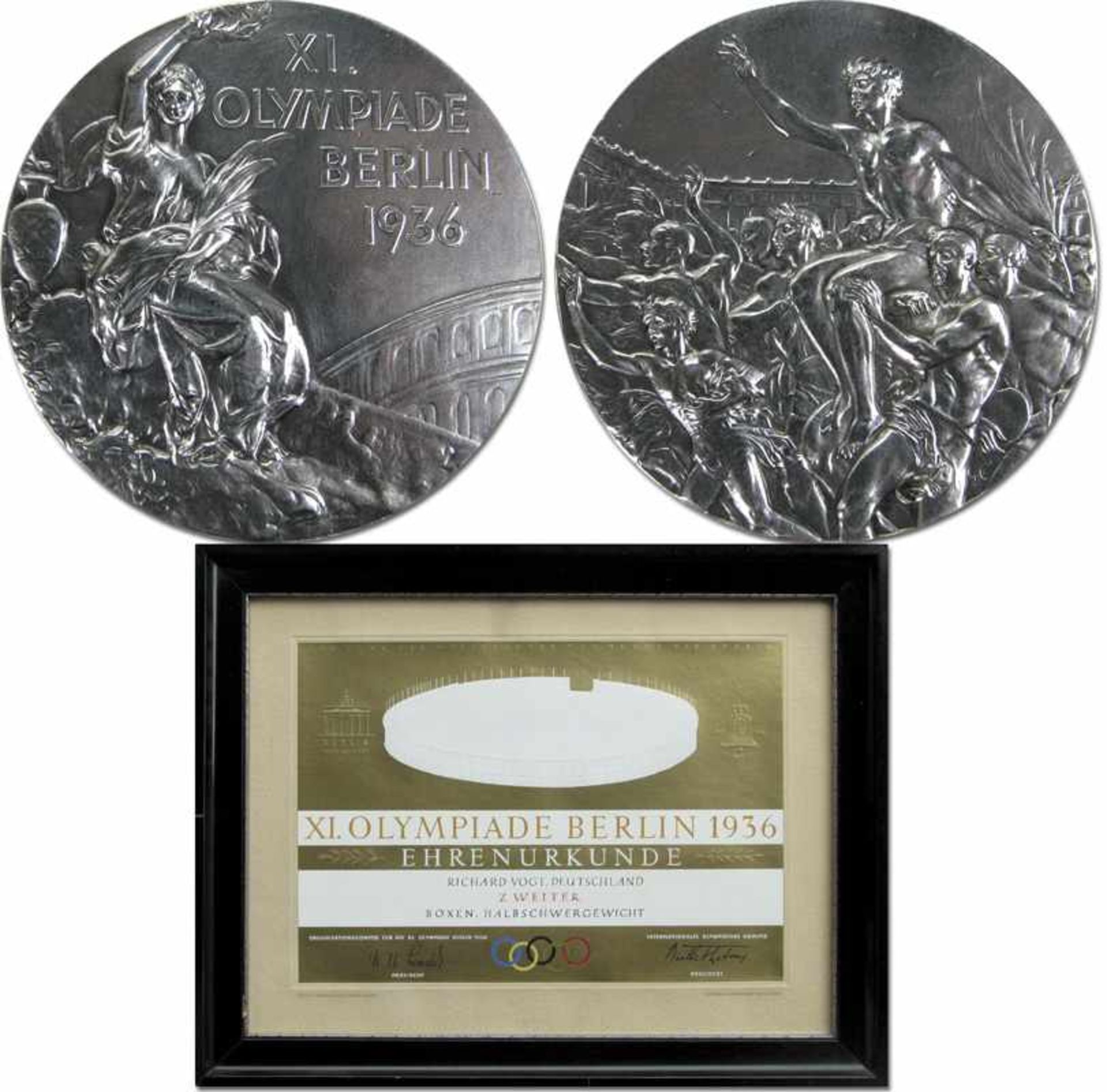 Silver Winner's Medal: Olympic Games Berlin 1936 - Winner medal of the German boxer Richard Vogt (