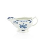 18TH C BLUE & WHITE ENGLISH PORCELAIN SAUCE BOAT