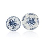 TWO 18TH C ENGLISH BLUE & WHITE DISHES