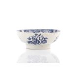 18TH C WORCESTER BLUE & WHITE PUNCH BOWL