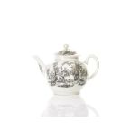 18TH C DR WALL WORCESTER TRANSFER PRINT TEA POT