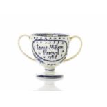 18TH C ENGLISH PEARLWARE TWO HANDLED LOVING CUP