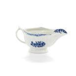 18TH C BLUE & WHITE ENGLISH PORCELAIN SAUCE BOAT