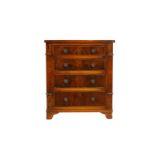 MINIATURE ENGLISH 19TH C BURLED WALNUT CHEST