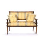 FRENCH EMPIRE STYLE MAHOGANY PAINTED SETTEE