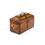 GEORGIAN BURLED WALNUT TEA CADDY