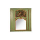 ANTIQUE GREEN PAINTED TRUMEAU MIRROR