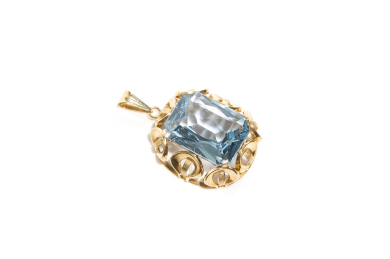 GOLD & BLUE TOPAZ PENDANT, 13g