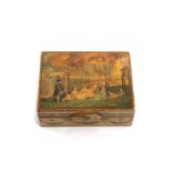 19TH C PAINTED NATURALLY CARVED DRESSER BOX