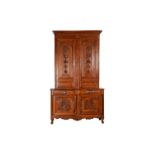 LARGE ANTIQUE FRENCH CHERRY WOOD ARMOIRE