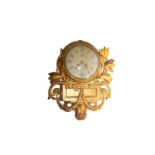 GUSTAVIAN CARVED & GILDED WOOD WALL CLOCK