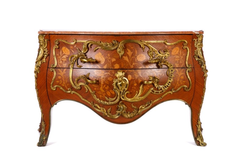 FRENCH 19TH C TWO-DRAWER BOMBE COMMODE - Image 2 of 3