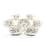 SET OF SIX DRESDEN PORCELAIN CUPS AND SAUCERS