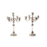 PAIR OF CZECH SILVER FIVE LIGHT CANDELABRA, 1,659g