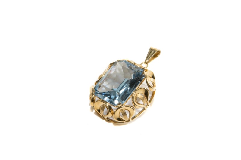 GOLD & BLUE TOPAZ PENDANT, 13g - Image 4 of 6