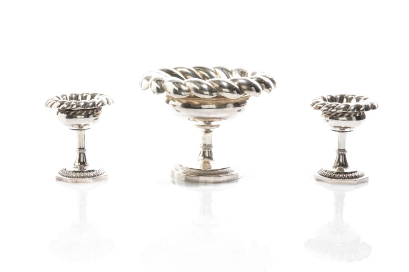 THREE AUSTRIAN SILVER CONDIMENT DISHES, 434g