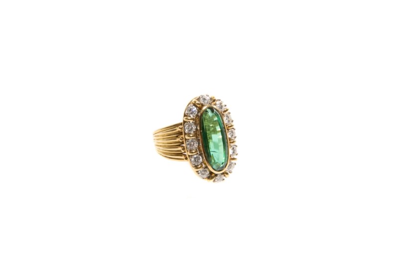 GOLD & TOURMALINE COCKTAIL RING WITH DIAMONDS, 17g - Image 2 of 2