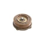 FABERGE SILVER & BURLED WOOD CIRCULAR BELL PUSH