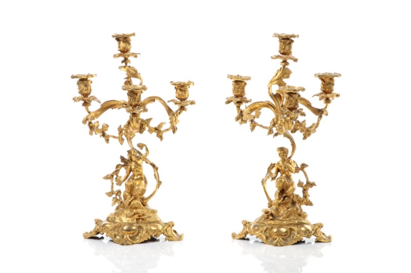 PAIR OF GILT BRONZE FIGURAL CANDELABRAS - Image 2 of 7