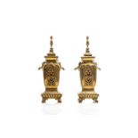 PAIR OF FRENCH GILT METAL GARNITURES