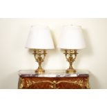 PAIR OF FRENCH GILT BRONZE CANDELABRA AS LAMPS