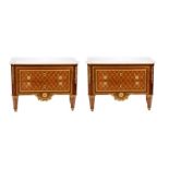 PAIR OF FINE FRENCH MARBLE TOP COMMODES