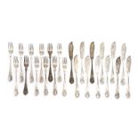 SET OF GRATCHEV SILVER FISH FLATWARE, 1,123g