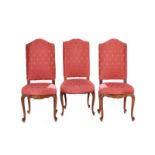 TEN FRENCH UPHOLSTERED DINING CHAIRS